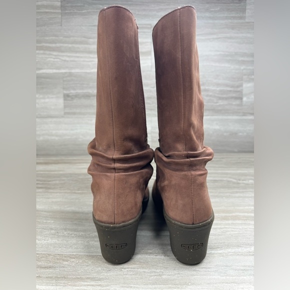 Keen Akita Wedge Heel Pull On Mid Slouchy Leather Boots Womens 5.5 - Picture 3 of 9